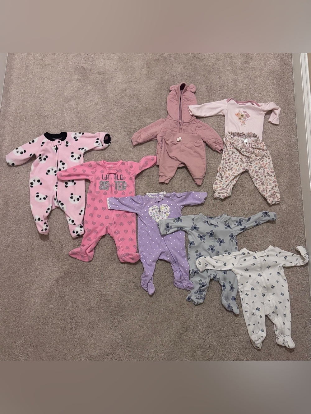 5 One-Piece Footed Sleepers Bundle with 2 Matching Sets